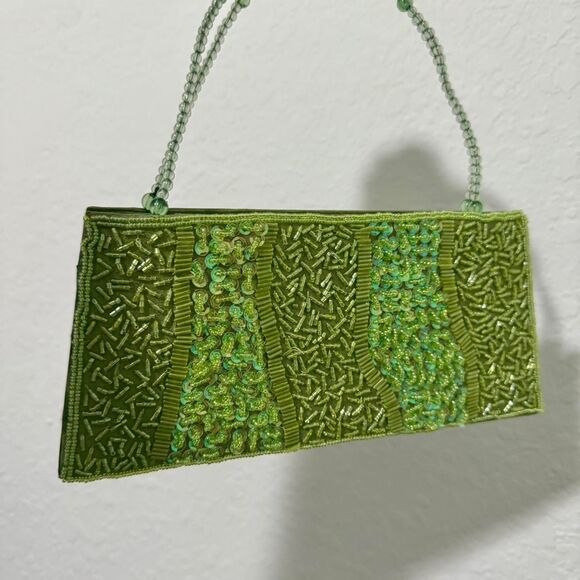 Y2K Bijoux Terner Green Sequin Beaded Clutch Bag - Picture 5 of 8